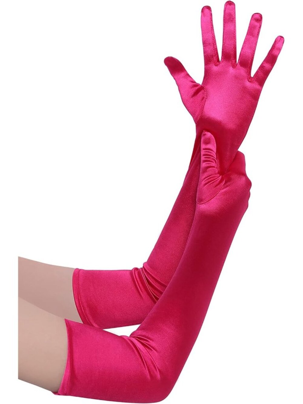 Women Rose Red 1920 Elbow Length Flapper Wedding Halloween Long Opera Gloves
